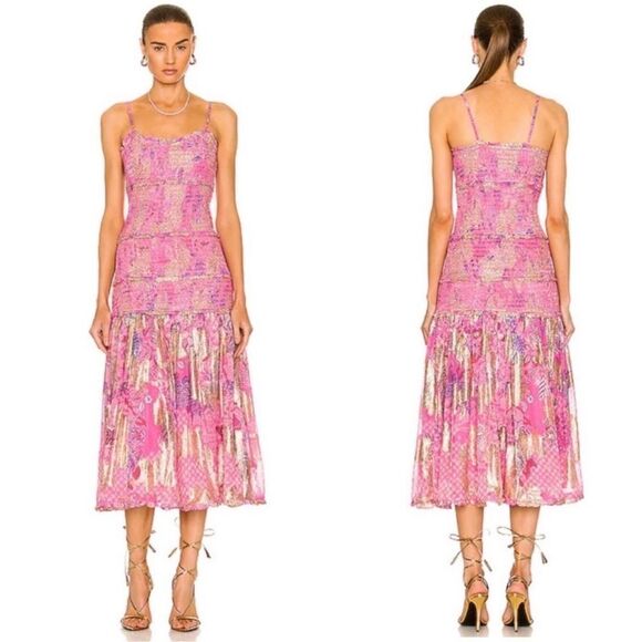 Hemant & Nandita Amal Smocked Midi Dress - Picture 1 of 8